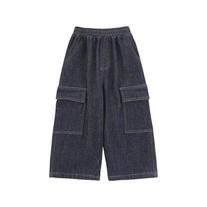 Jeans Cargo Invernali da Ragazzo in Denim Foderato in Pile - Klotheds