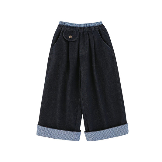 Jeans dritti a gamba larga in cotone per bambino – colore blu - Klotheds