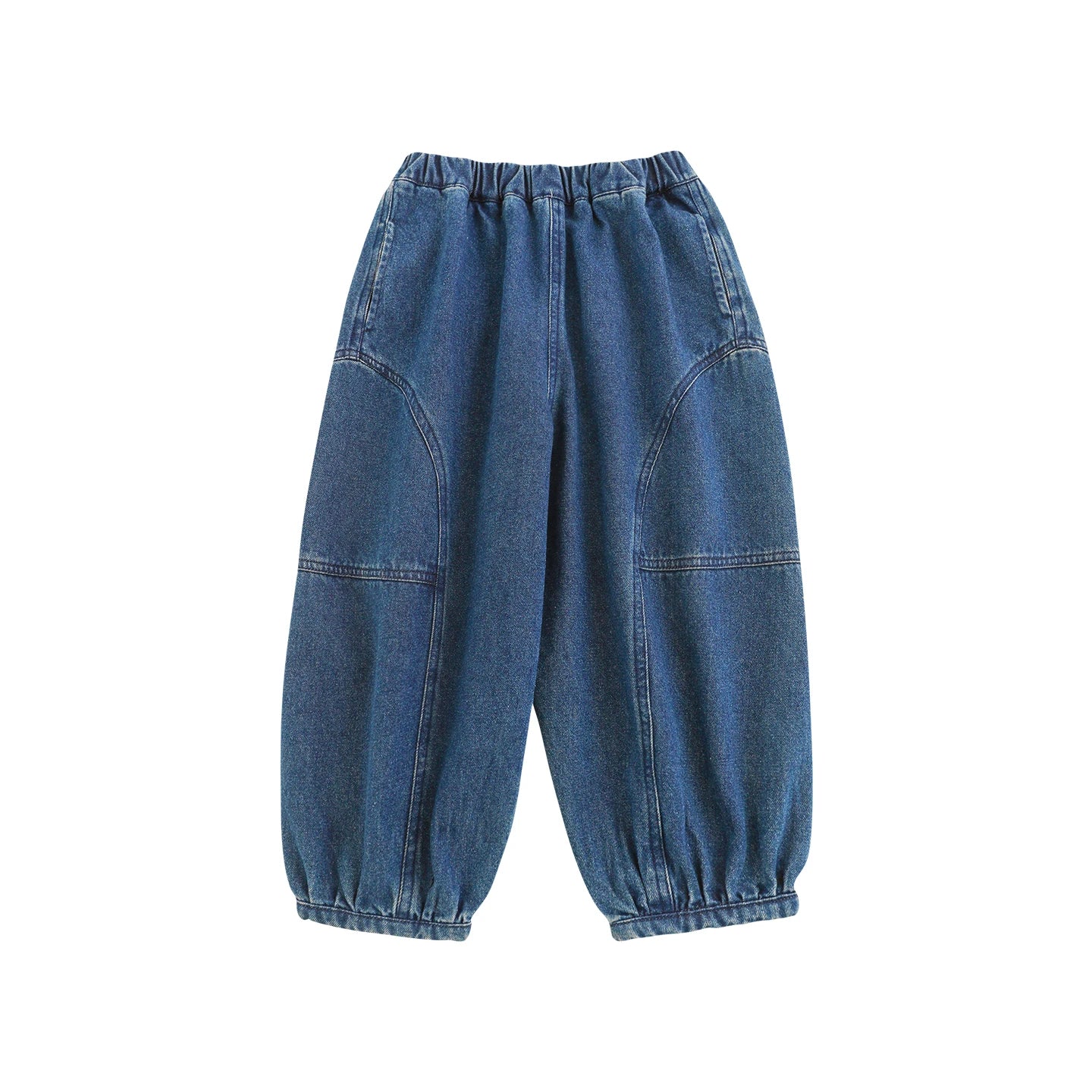 Jeans harem blu larghi con polsino elasticizzato per bambino - Klotheds