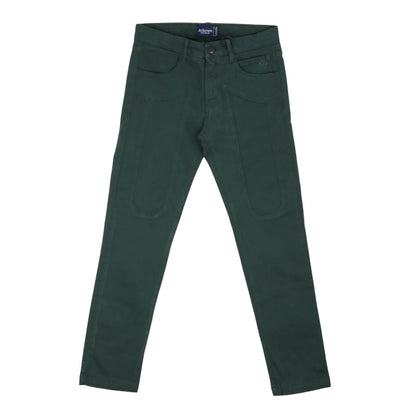 Jeckerson - Pantalone 5 Tasche in Gabardina con Toppa Verde Bottiglia - Klotheds