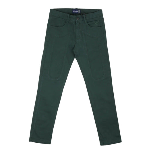 Jeckerson - Pantalone 5 Tasche in Gabardina con Toppa Verde Bottiglia - Klotheds