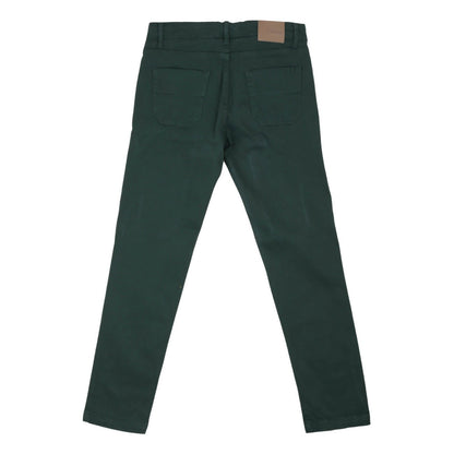 Jeckerson - Pantalone 5 Tasche in Gabardina con Toppa Verde Bottiglia - Klotheds