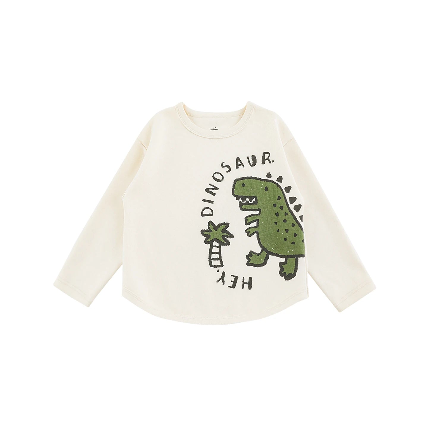 Maglia a maniche lunghe con stampa dinosauro per bambino – beige o nera - Klotheds