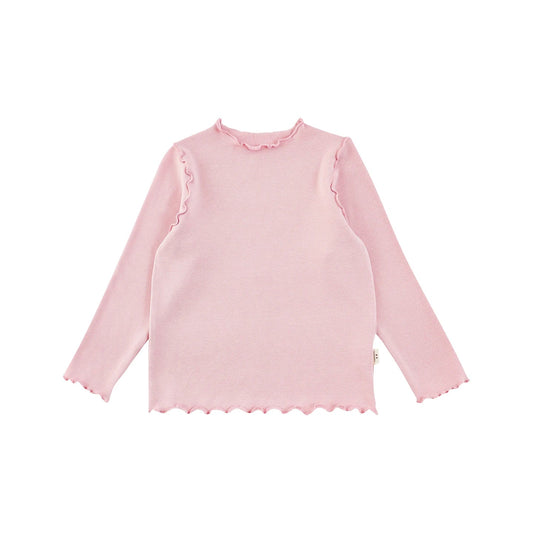 Maglia a maniche lunghe in tinta unita con ricamo ondulato per bambina - Klotheds