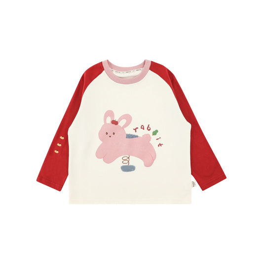 Maglia in cotone a maniche lunghe per bambina con disegno dondolo – gialla, rossa o blu - Klotheds