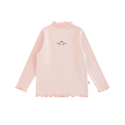 Maglia in cotone con ricamo fungo per bambino – beige, rosa o marrone - Klotheds