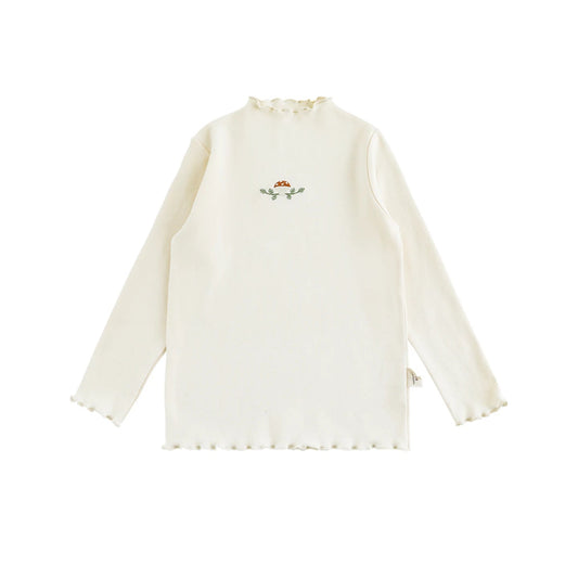 Maglia in cotone con ricamo fungo per bambino – beige, rosa o marrone - Klotheds