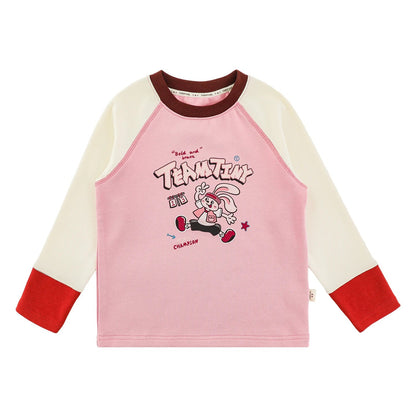 Maglia Invernale da Bambina a Maniche Raglan con Stampa Coniglio – Viola, Rosso, Rosa o Marrone - Klotheds