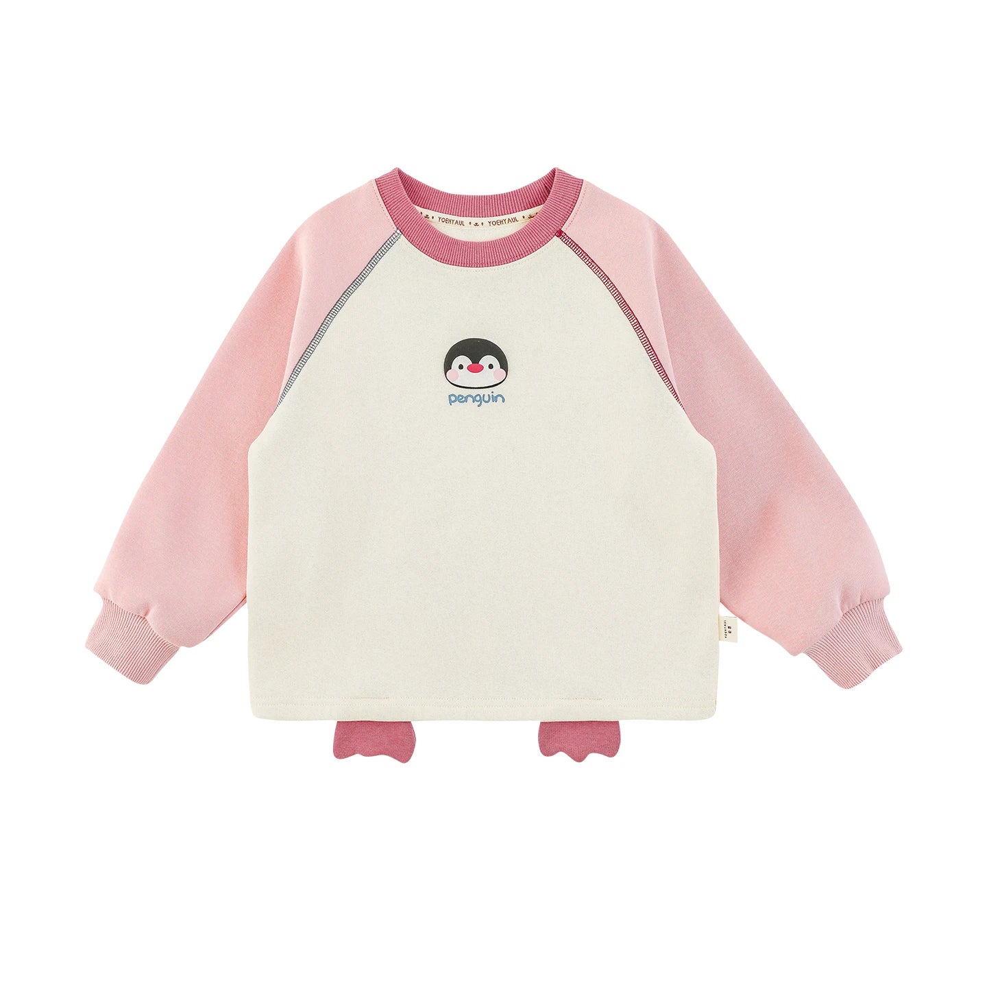 Maglia Invernale da Bambina in Cotone con Ricamo Pinguino – Colore Rosa - Klotheds