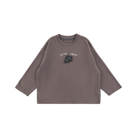 Maglia Invernale da Bambino in Cotone con Motivo Foglia – Colore Viola - Klotheds