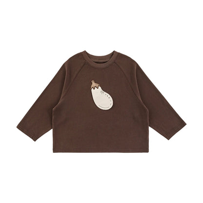 Maglia Invernale da Bambino in Cotone con Motivo Melanzana – Colore Marrone - Klotheds