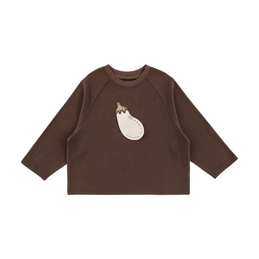 Maglia Invernale da Bambino in Cotone con Motivo Melanzana – Colore Marrone - Klotheds