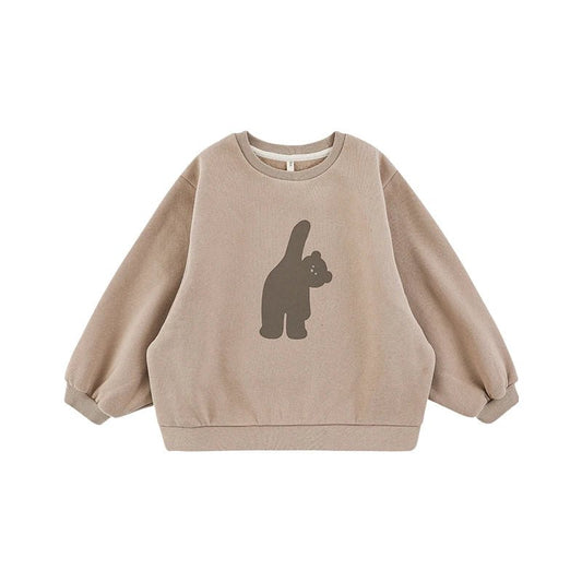 Maglia Invernale da Bambino in Cotone con Motivo Orso – Colore Marrone - Klotheds