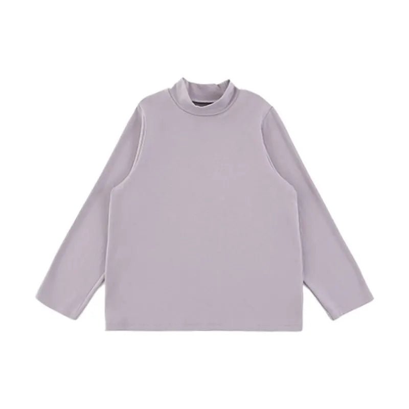 Maglia Invernale da Ragazzo a Collo Alto in Tinta Unita – Beige, Nero, Grigio o Viola - 2x - 26% - Klotheds