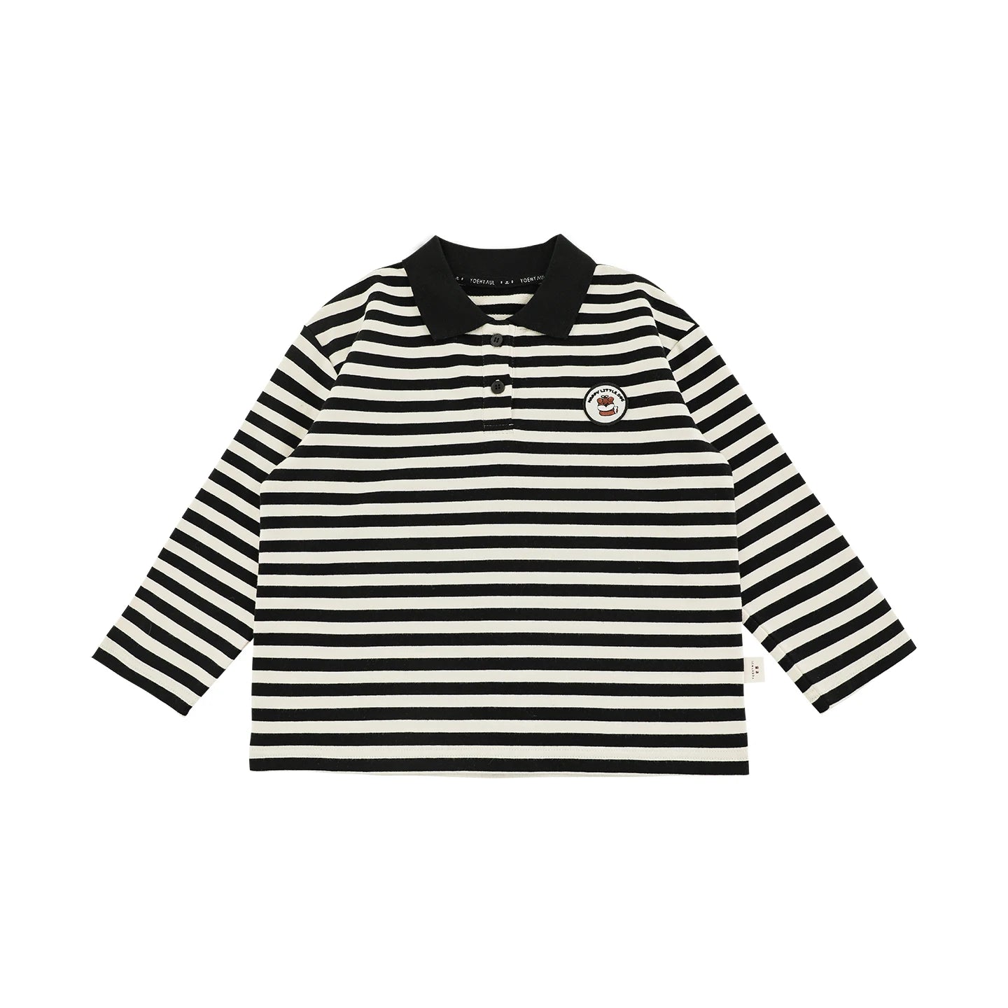 Maglia polo a righe in cotone a maniche lunghe per bambino – rossa, nera o blu - Klotheds