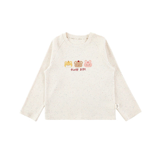 Maglietta beige con stampa animali per bambina – maniche lunghe - Klotheds