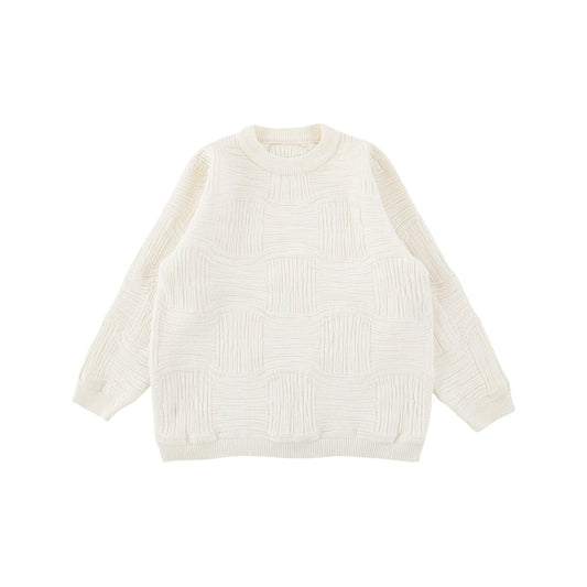 Maglione girocollo in maglia tinta unita per bambino – beige o grigio - Klotheds