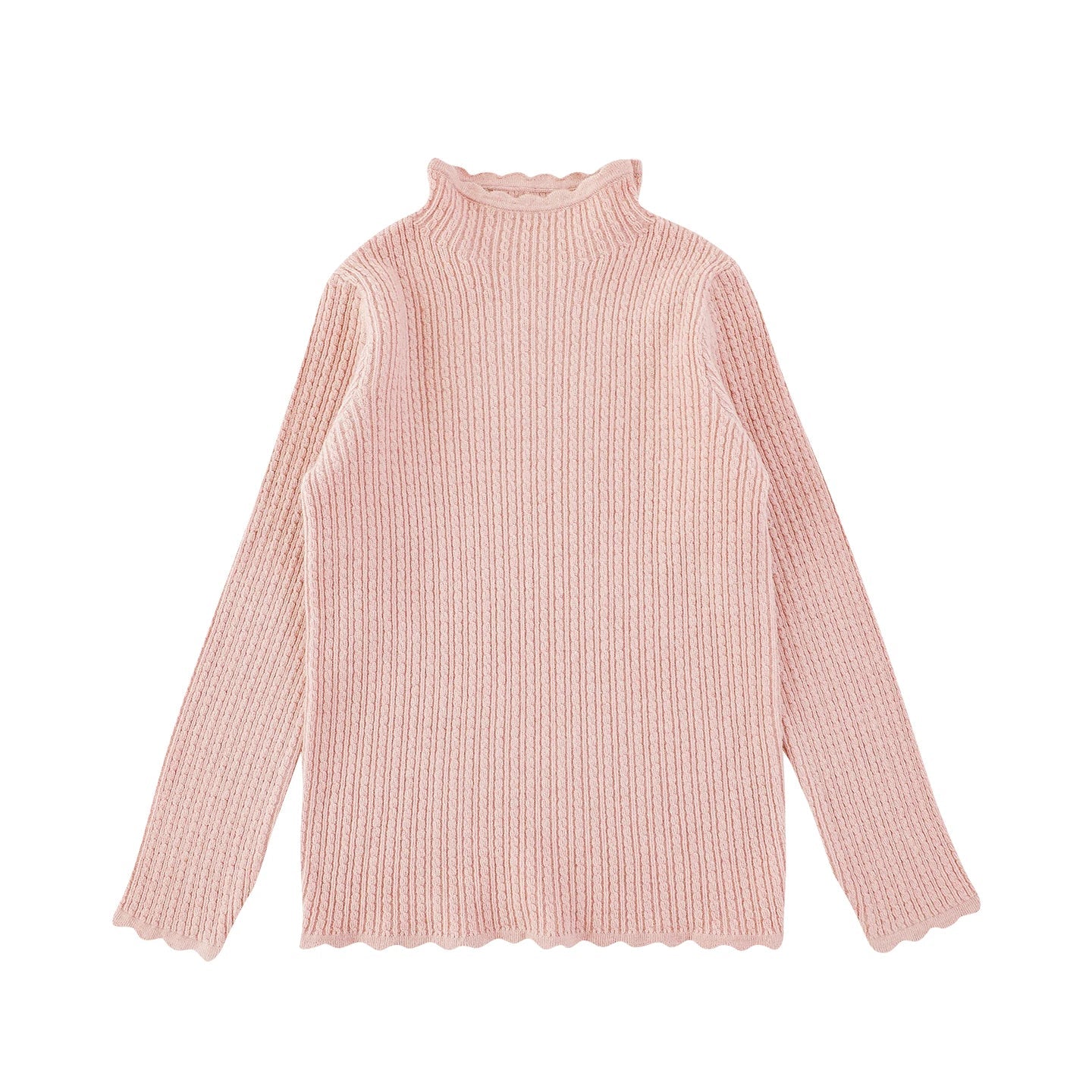 Maglione Invernale da Bambina a Collo Alto in Maglia Morbida – Beige, Rosa, Cachi, Marrone o Rosso - 2x - 26% - Klotheds