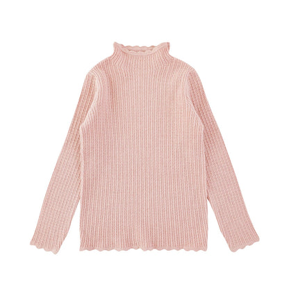 Maglione Invernale da Bambina a Collo Alto in Maglia Morbida – Beige, Rosa, Cachi, Marrone o Rosso - 2x - 26% - Klotheds