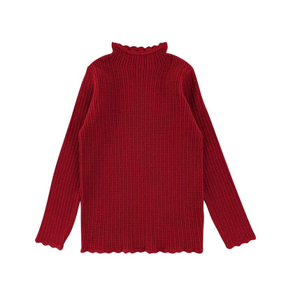 Maglione Invernale da Bambina a Collo Alto in Maglia Morbida – Beige, Rosa, Cachi, Marrone o Rosso - 2x - 26% - Klotheds