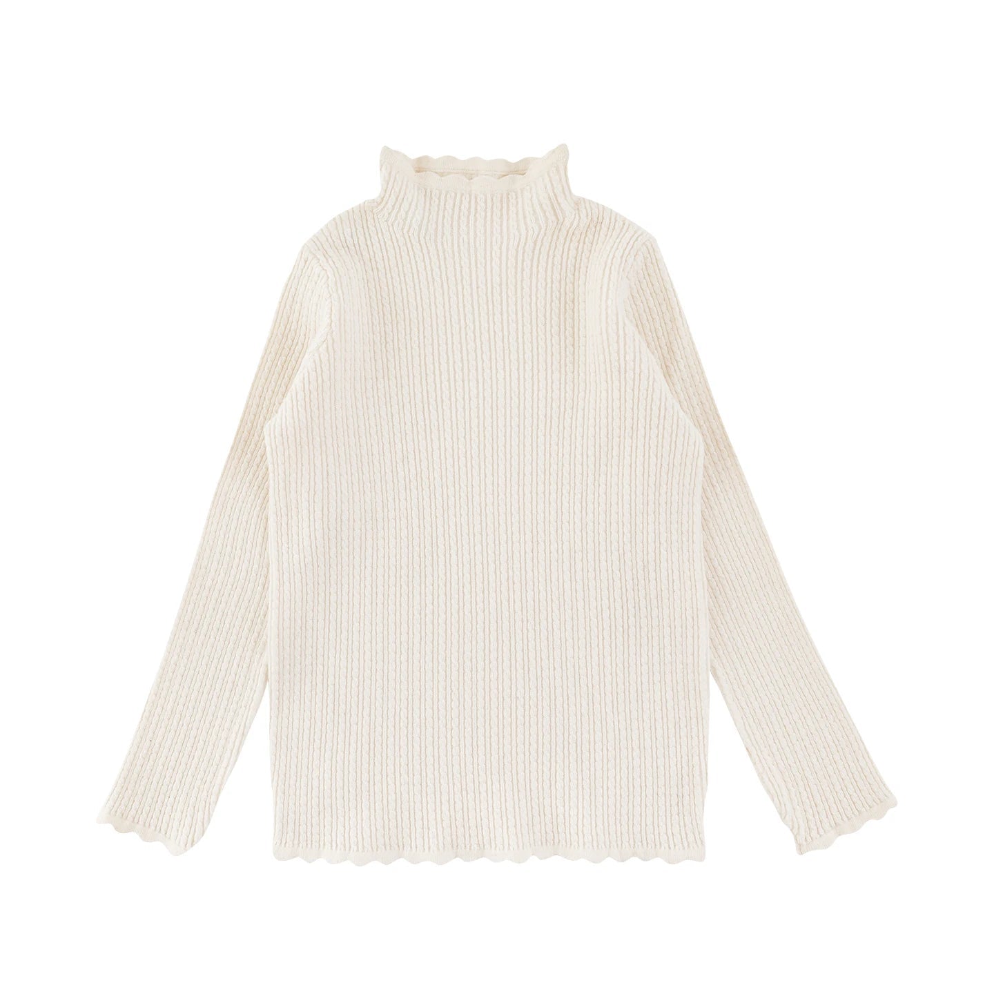 Maglione Invernale da Bambina a Collo Alto in Maglia Morbida – Beige, Rosa, Cachi, Marrone o Rosso - 2x - 26% - Klotheds