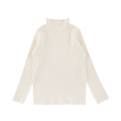 Maglione Invernale da Bambina a Collo Alto in Maglia Morbida – Beige, Rosa, Cachi, Marrone o Rosso - 2x - 26% - Klotheds