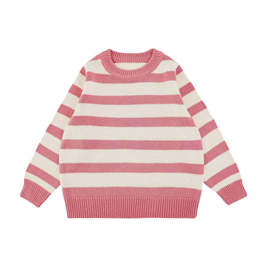 Maglione Invernale da Bambina in Lana di Pecora a Righe Colorate – Rosa, Giallo, Azzurro, Marrone, Rosso o Nero - 2x - 26% - Klotheds
