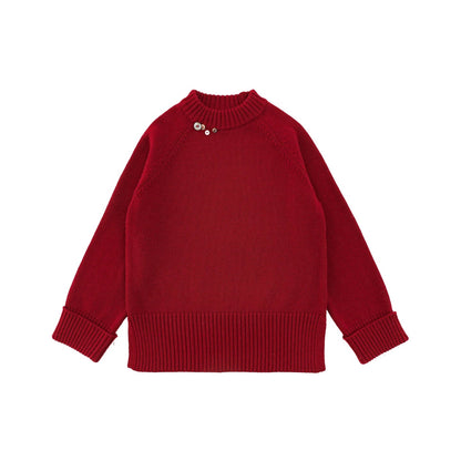Maglione Invernale da Bambina in Maglia Spessa e Calda – Beige, Rosso o Grigio - Klotheds