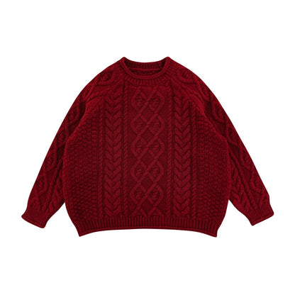 Maglione Invernale da Ragazza in Maglia a Treccia – Verde, Rosso o Beige - 2x - 26% - Klotheds