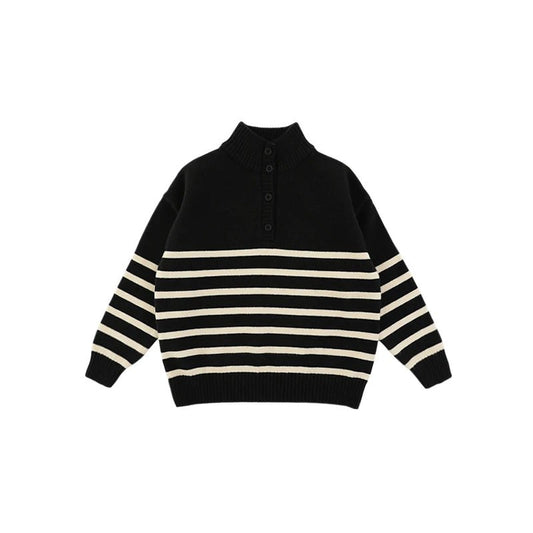Maglione Invernale da Ragazzo a Collo Alto a Righe – Nero o Beige - 2x - 26% - Klotheds