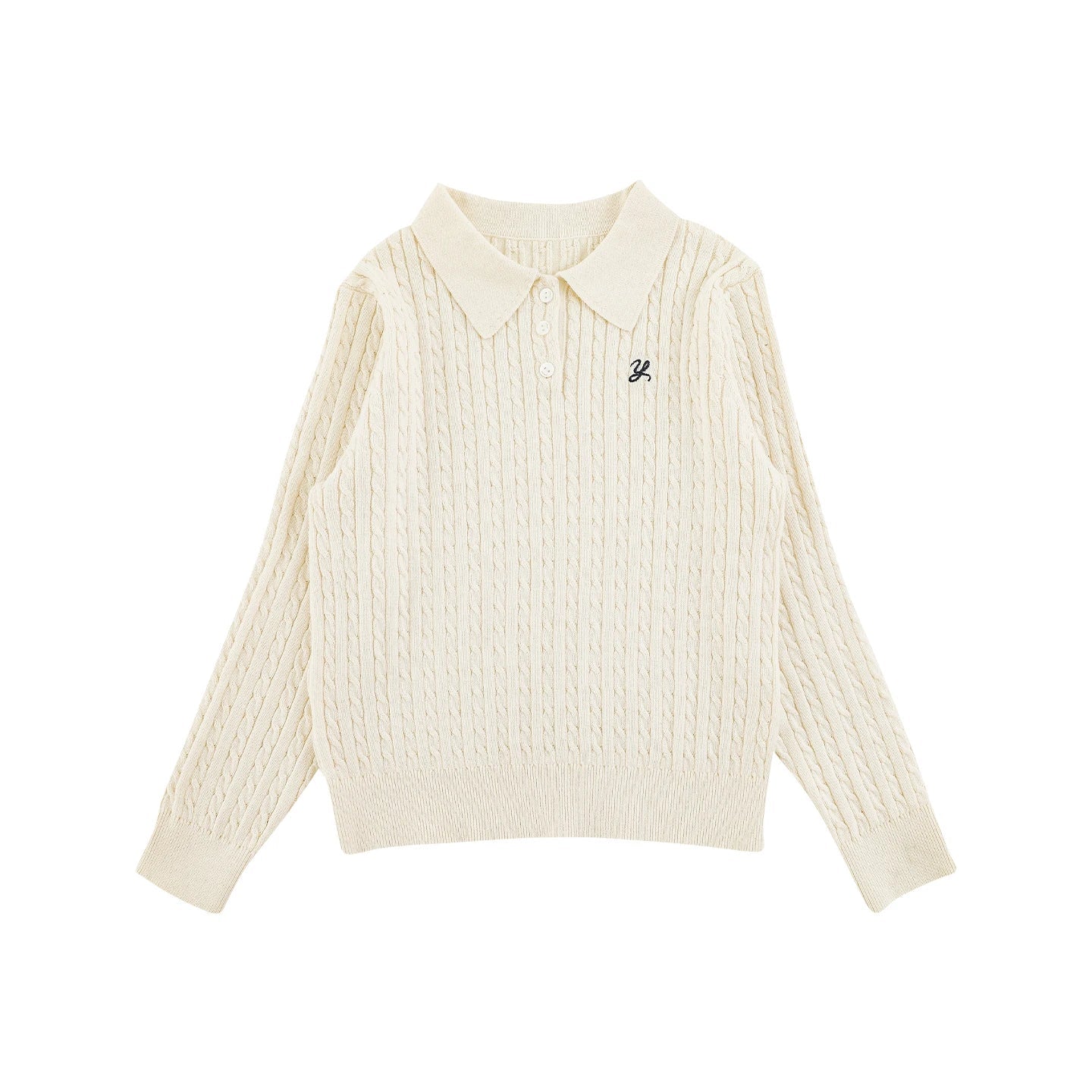 Maglione Polo in cotone con ricamo per ragazza adolescente – beige, grigio o blu scuro - 2x - 26% - Klotheds