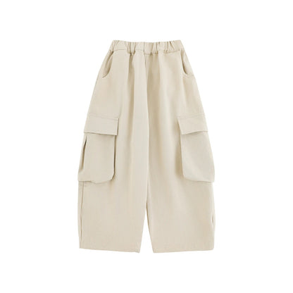 Pantaloni cargo in cotone 100% per bambino – beige o neri - Klotheds