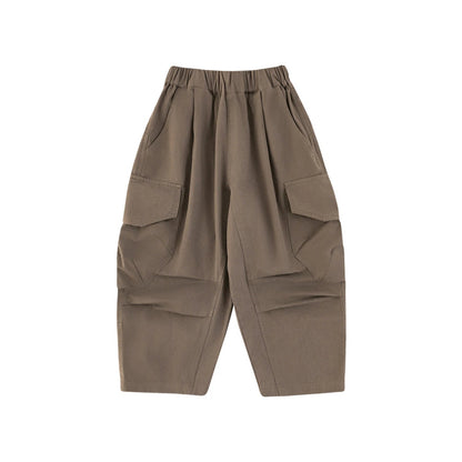 Pantaloni cargo larghi in tinta unita per bambino – beige, cachi, marrone o nero - Klotheds