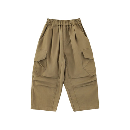 Pantaloni cargo larghi in tinta unita per bambino – beige, cachi, marrone o nero - Klotheds
