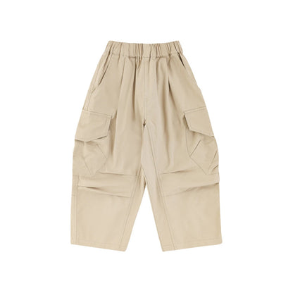 Pantaloni cargo larghi in tinta unita per bambino – beige, cachi, marrone o nero - Klotheds