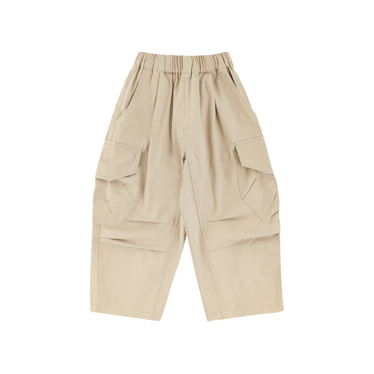Pantaloni cargo larghi in tinta unita per bambino – beige, cachi, marrone o nero - Klotheds