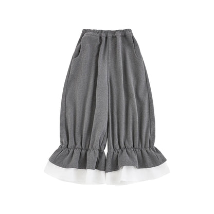 Pantaloni con doppio orlo in cotone per bambina – marroni o grigi - Klotheds