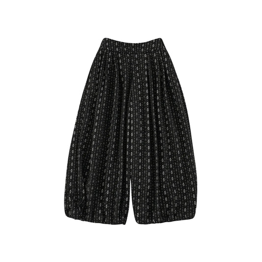 Pantaloni Invernali da Bambina con Stampa Floreale – Larghi Stile Harem, Nero, Cachi, Beige o Marrone - Klotheds