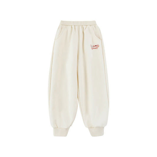 Pantaloni Invernali da Bambina in Cotone Morbido con Ricamo “Sounday Soul” – Beige, Grigio o Rosa - Klotheds