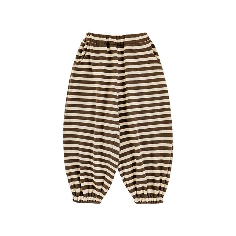 Pantaloni Invernali da Bambino a Righe in Cotone Morbido – Colore Marrone - Klotheds