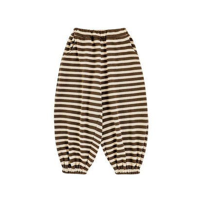Pantaloni Invernali da Bambino a Righe in Cotone Morbido – Colore Marrone - Klotheds
