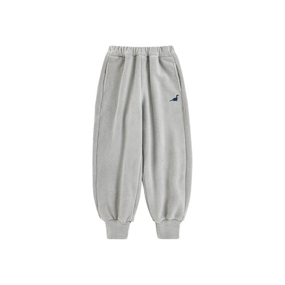 Pantaloni Invernali da Bambino in Pile con Adesivo Dinosauro – Grigio, Blu o Azzurro - Klotheds