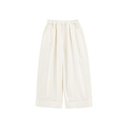 Pantaloni larghi casual in cotone 100% per bambino – cachi, beige o neri - Klotheds