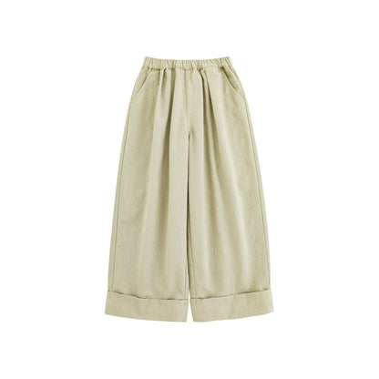 Pantaloni larghi casual in cotone 100% per bambino – cachi, beige o neri - Klotheds