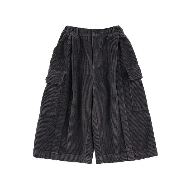 Pantaloni Larghi da Bambino in Velluto a Coste 100% Cotone – Beige o Nero - Klotheds
