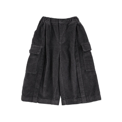 Pantaloni Larghi da Bambino in Velluto a Coste 100% Cotone – Beige o Nero - Klotheds