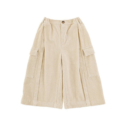 Pantaloni Larghi da Bambino in Velluto a Coste 100% Cotone – Beige o Nero - Klotheds