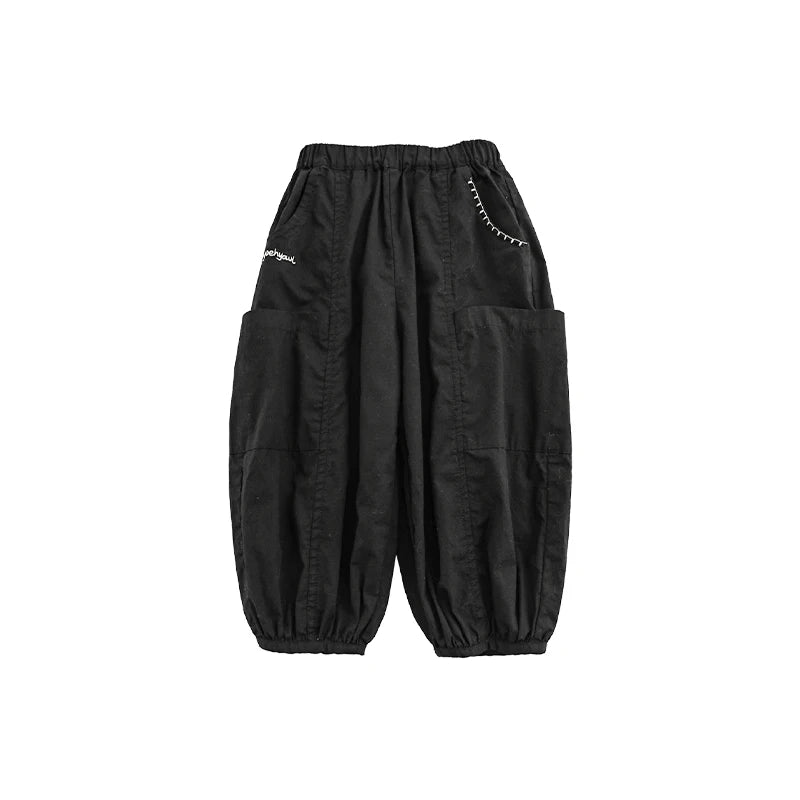 Pantaloni larghi in cotone 100% stile harem per bambino – blu, blu scuro, beige o nero - Klotheds