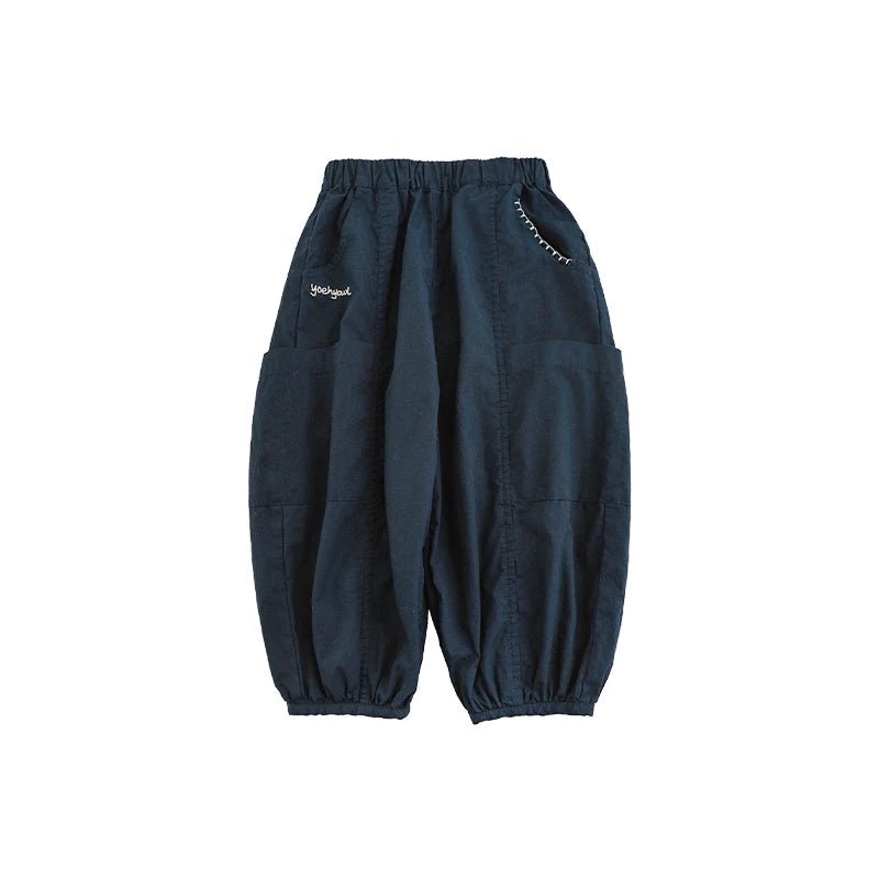 Pantaloni larghi in cotone 100% stile harem per bambino – blu, blu scuro, beige o nero - Klotheds