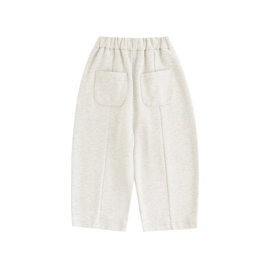 Pantaloni larghi in tinta unita per bambina – rosa, grigi o beige - Klotheds